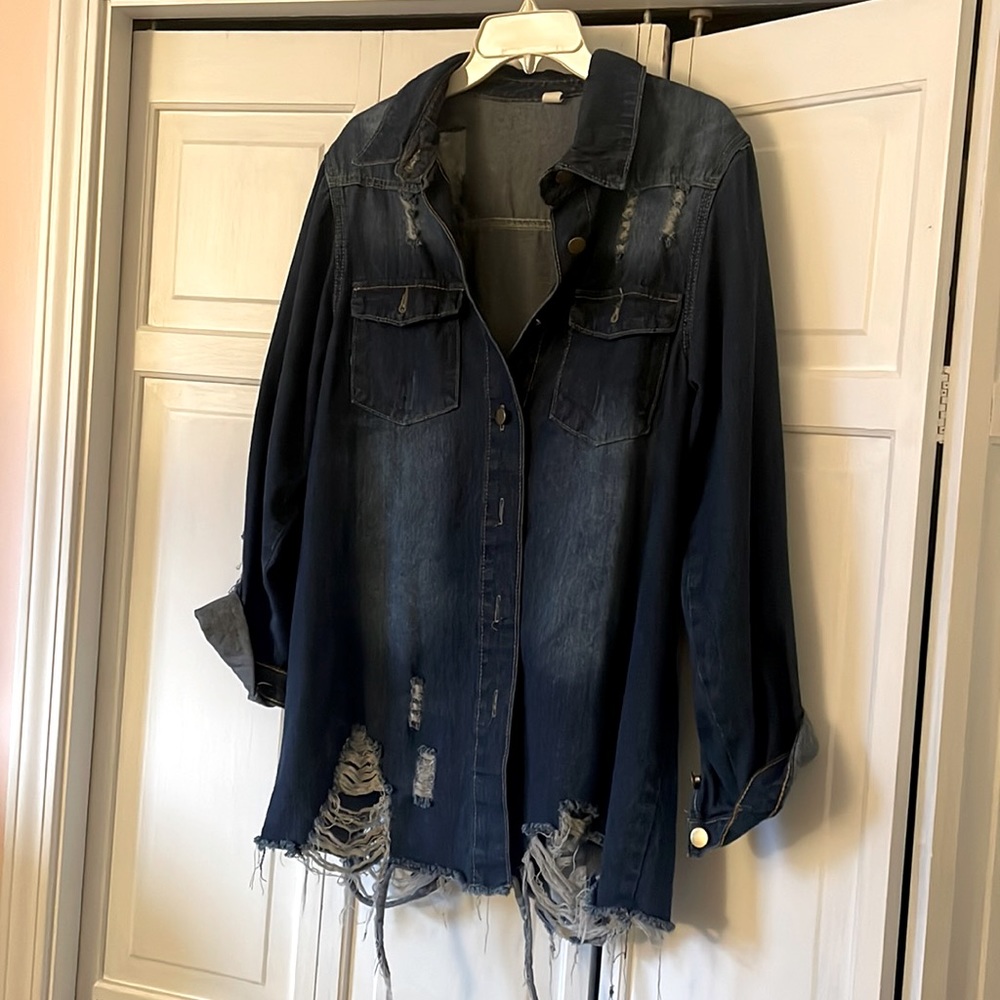 Distressed Jean Jacket size 2XL